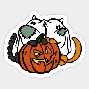 Ghostcats with pumpkin Sticker